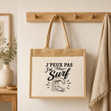 Sac Cabas Jute avec Poche J’peux pas j’ai Surf