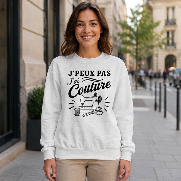 Sweat Gris Chiné J’peux pas j’ai couture J'peux pas minimaliste