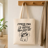 Tote Bag Beige J’peux pas je préfère mon Shih Tzu