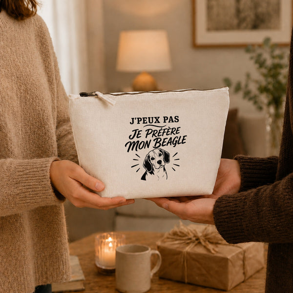 Trousse Beige J’peux pas je préfère mon Beagle
