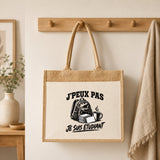 Sac Cabas Jute avec Poche J’peux pas je suis Étudiant