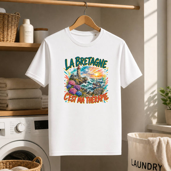 T-shirt Homme Blanc La bretagne c'est ma thérapie