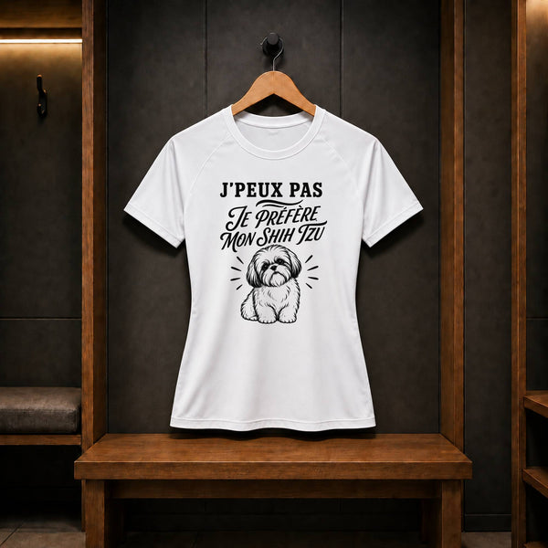 T-shirt de Sport Femme J’peux pas je préfère mon Shih Tzu