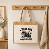Sac Cabas Jute avec Poche J’peux pas je suis Aiguilleur du ciel