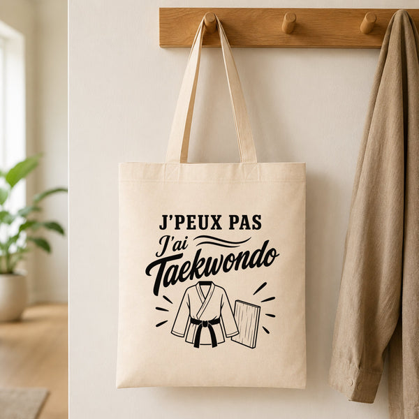 Tote Bag Beige J’peux pas j’ai Taekwondo