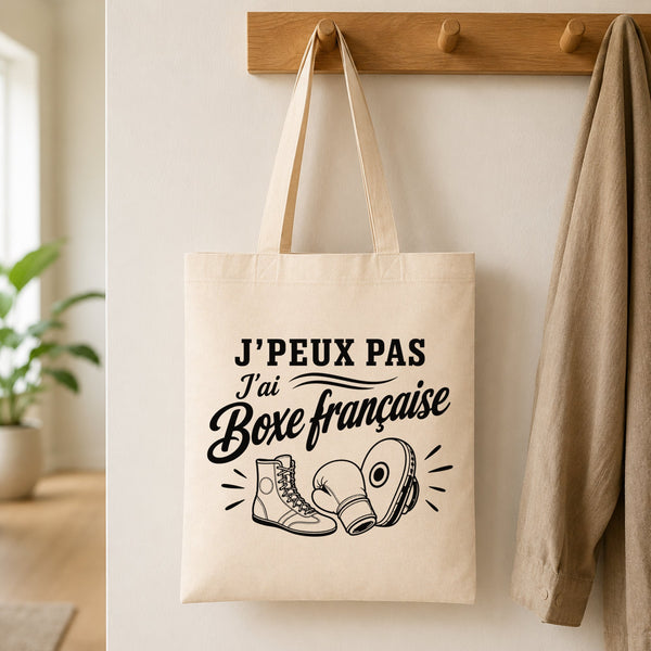 Tote Bag Beige J’peux pas j’ai Boxe française