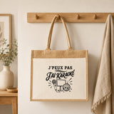 Sac Cabas Jute avec Poche J’peux pas j’ai Karaoké