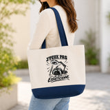 Grand Sac Cabas Fond Bleu J’peux pas je suis Esthéticienne