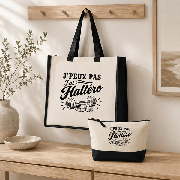 Ensemble Cabas et Trousse J’peux pas j’ai Haltéro