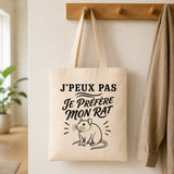 Tote Bag Beige J’peux pas je préfère mon Rat
