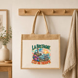 Sac Cabas Jute avec Poche La bretagne c'est ma thérapie