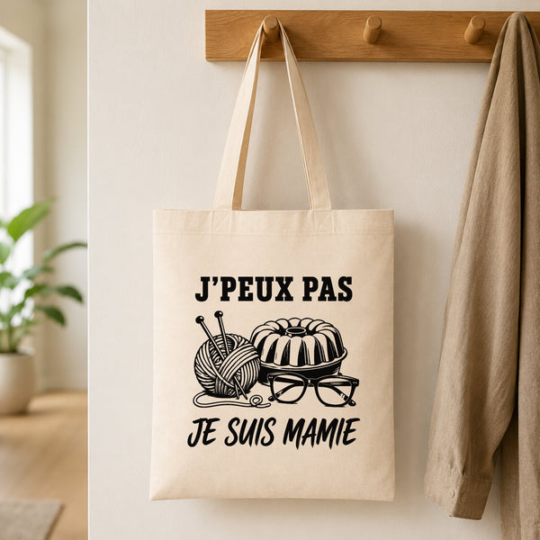 Tote Bag Beige J’peux pas je suis Mamie