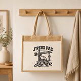 Sac Cabas Jute avec Poche J’peux pas je suis Grutier