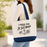 Grand Sac Cabas Fond Bleu J’peux pas je suis Marin
