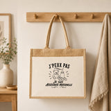 Sac Cabas Jute avec Poche J’peux pas je suis Assistante maternelle
