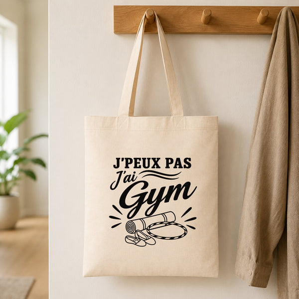Tote Bag Beige J’peux pas j’ai Gym