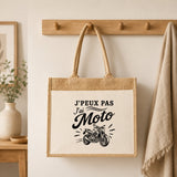 Sac Cabas Jute avec Poche J’peux pas j’ai Moto