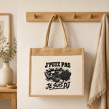 Sac Cabas Jute avec Poche J’peux pas je suis DJ