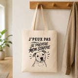 Tote Bag Beige J’peux pas je préfère mon Staffie