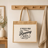 Sac Cabas Jute avec Poche J’peux pas j’ai Running