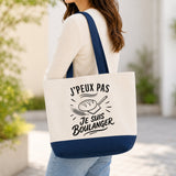 Grand Sac Cabas Fond Bleu J’peux pas je suis Boulanger