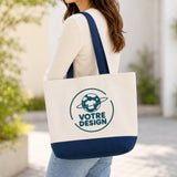 Grand Sac Cabas fond bleu - Votre design - Planetee