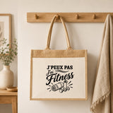 Sac Cabas Jute avec Poche J’peux pas j’ai Fitness