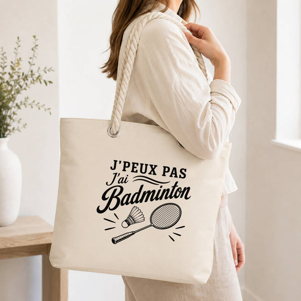 Grand Sac Cabas Beige J’peux pas j’ai Badminton