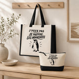 Ensemble Cabas et Trousse J’peux pas je préfère les Manchots