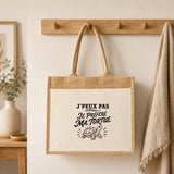 Sac Cabas Jute avec Poche J’peux pas je préfère ma Tortue