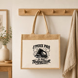 Sac Cabas Jute avec Poche J’peux pas je suis Traducteur