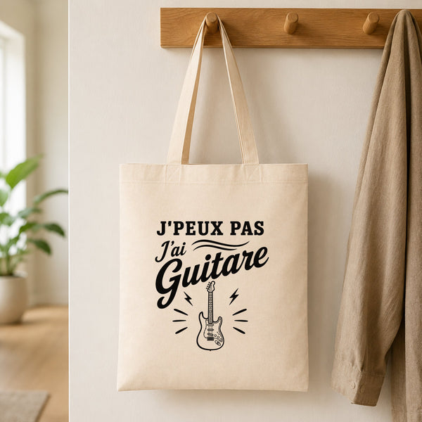 Tote Bag Beige J’peux pas j’ai Guitare – guitare électrique