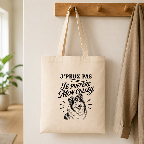 Tote Bag Beige J’peux pas je préfère mon Colley