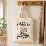 Tote Bag Beige J’peux pas je suis Maçon