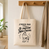 Tote Bag Beige J’peux pas je préfère mon Cheval