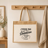 Sac Cabas Jute avec Poche J’peux pas je suis Diététicien