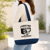 Grand Sac Cabas Fond Bleu J’peux pas je suis Femme de chambre