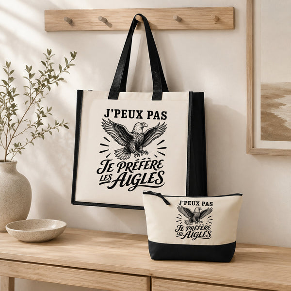 Ensemble Cabas et Trousse J’peux pas je préfère les Aigles