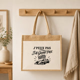 Sac Cabas Jute avec Poche J’peux pas j’ai Grand Prix