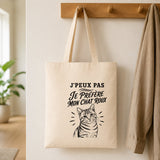 Tote Bag Beige J’peux pas je préfère mon Chat roux