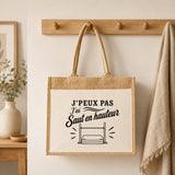 Sac Cabas Jute avec Poche J’peux pas j’ai Saut en hauteur