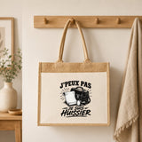Sac Cabas Jute avec Poche J’peux pas je suis Huissier