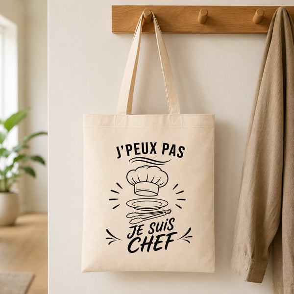 Tote Bag Beige J’peux pas je suis Chef