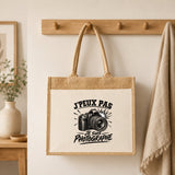 Sac Cabas Jute avec Poche J’peux pas je suis Photographe