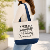 Grand Sac Cabas Fond Bleu J’peux pas j’ai Dégustation
