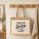 Sac Cabas Jute avec Poche J’peux pas j’ai Spinning