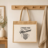 Sac Cabas Jute avec Poche J’peux pas j’ai Macramé