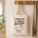 Tote Bag Beige J’peux pas je préfère mon Alpaga
