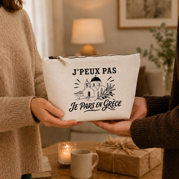 Trousse Beige J’peux pas je pars en Grèce