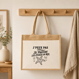 Sac Cabas Jute avec Poche J’peux pas je préfère les Étoiles de mer